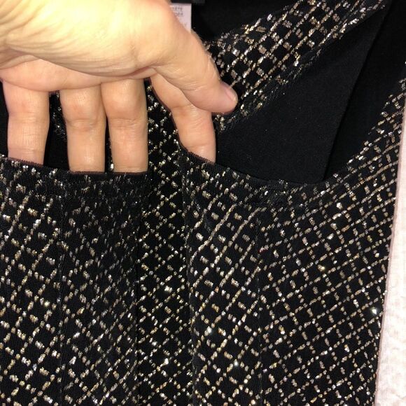 MSK S Evening Metallic Gold Silver on Black Sleeveless Tank Top - Picture 5 of 8